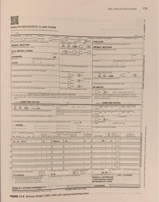 MS 1505 4 177 ASSIGNMENT 11.3IDENTIFYING CMS1500