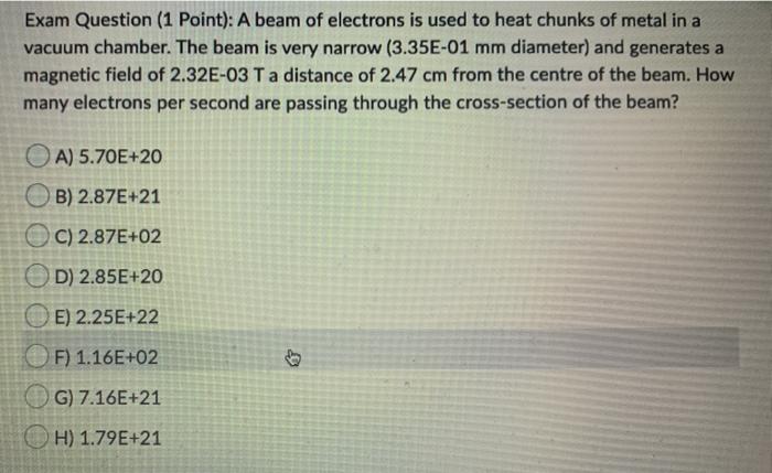 Solved Exam Question (1 Point): A beam of electrons is used | Chegg.com