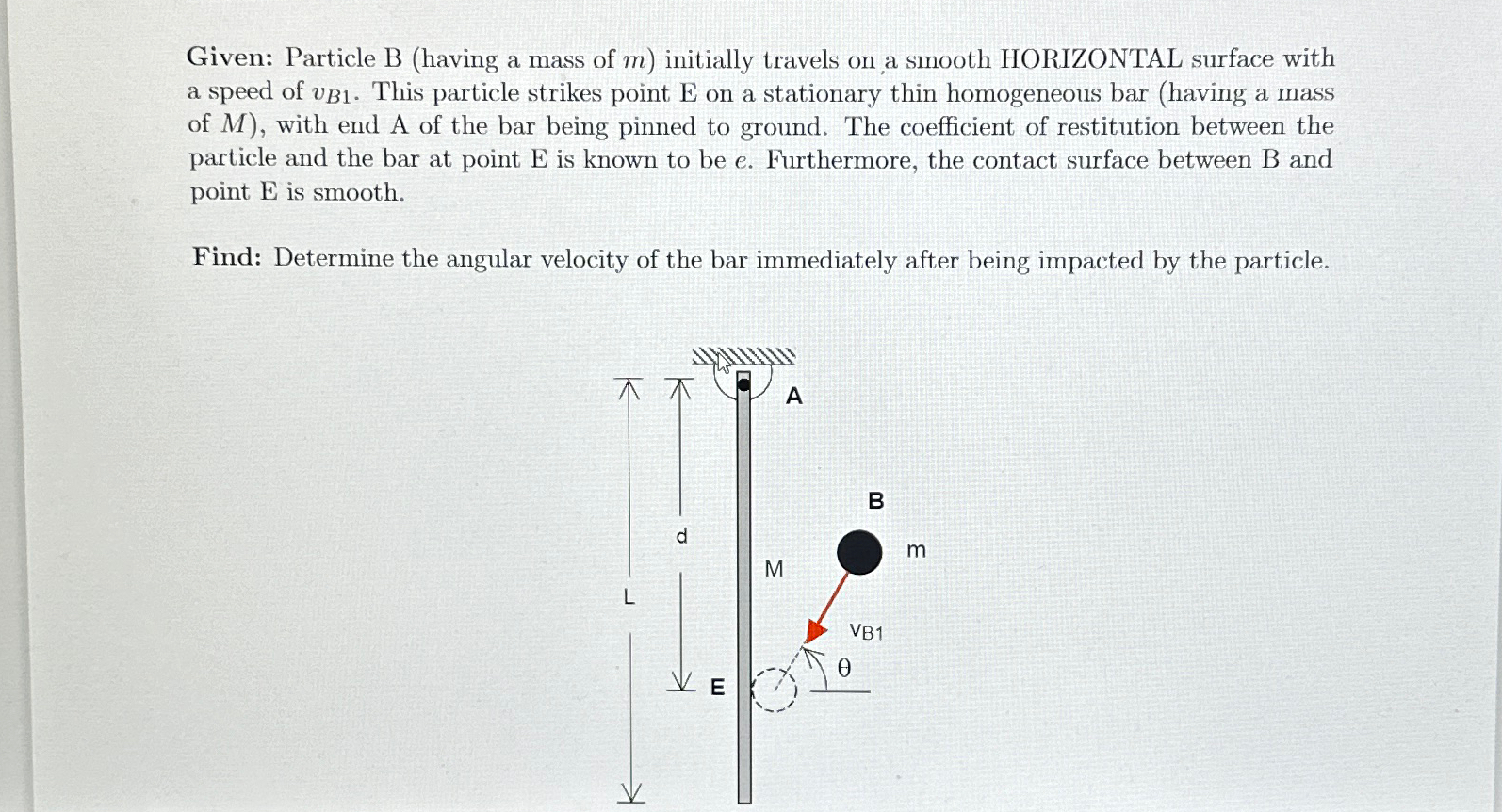 Solved Given: Particle B (having a mass of m ) ﻿initially | Chegg.com