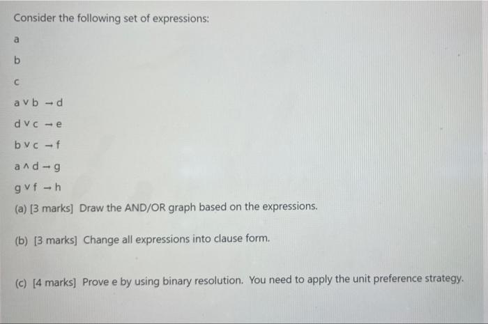 Solved Consider The Following Set Of Expressions: A B С Av | Chegg.com