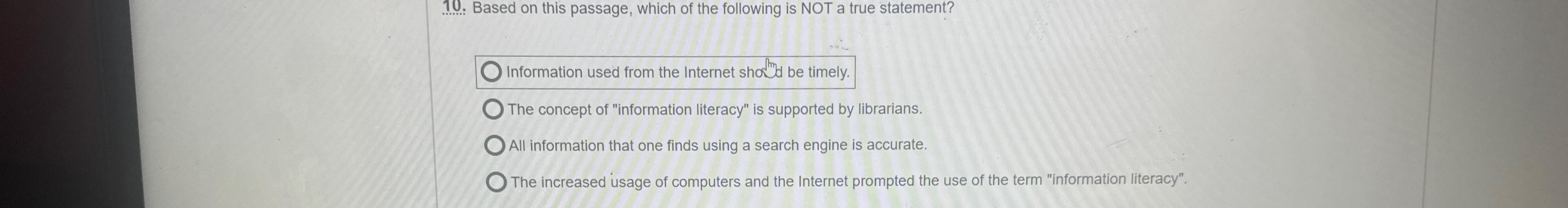 Solved 10.: Based on this passage, which of the following is | Chegg.com