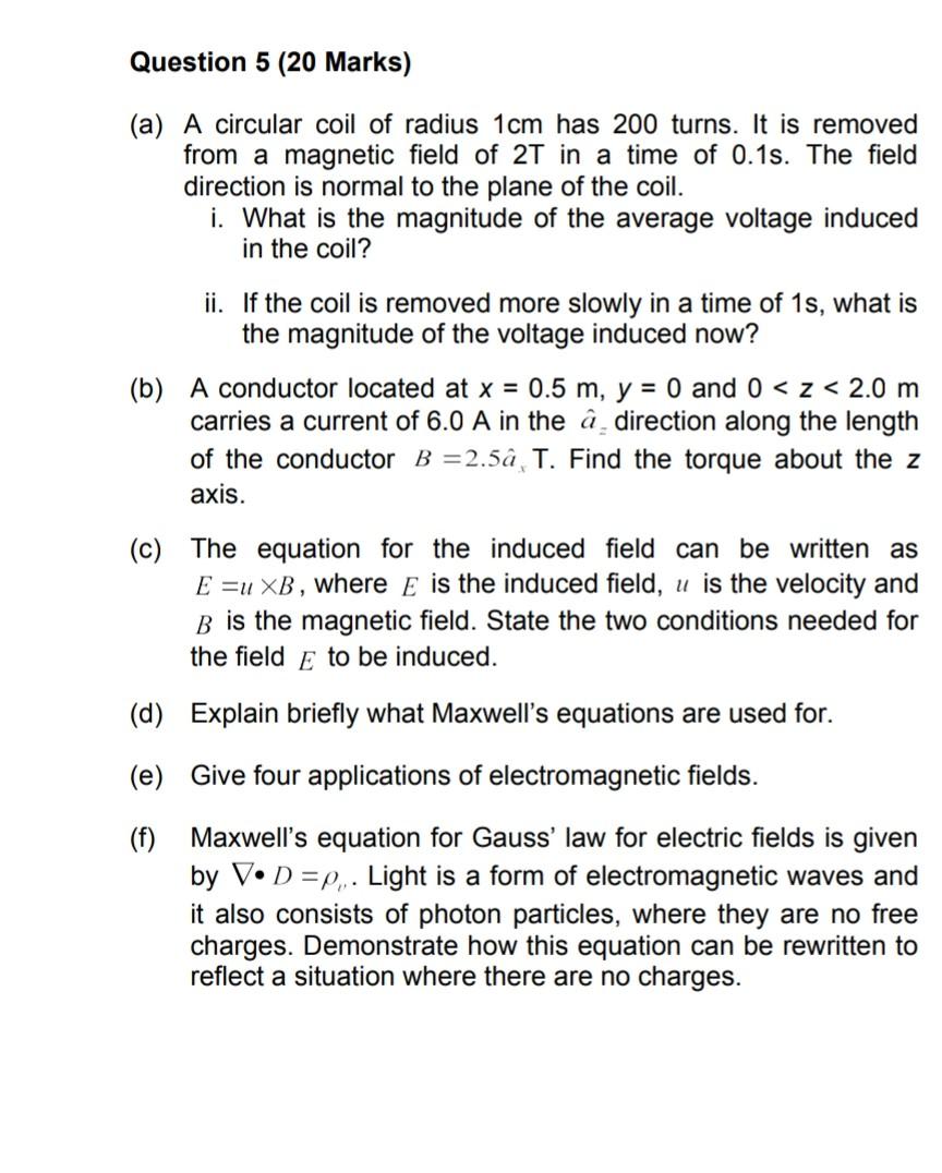 Solved Question 5 Marks A A Circular Coil Of Radiu Chegg Com