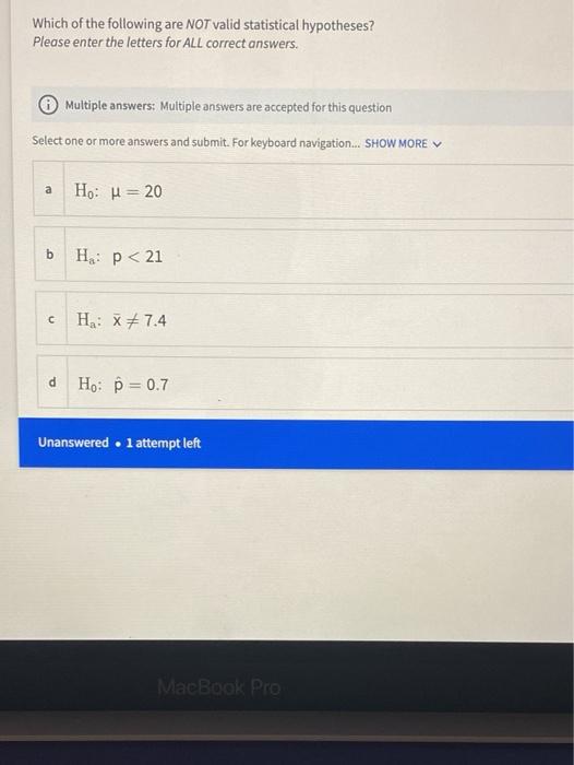 Solved Which Of The Following Are NOT Valid Statistical | Chegg.com