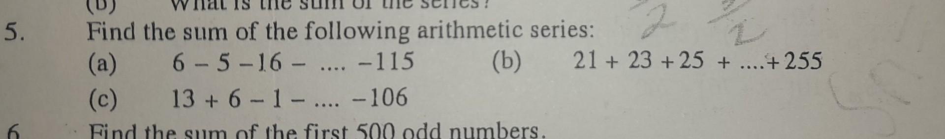 Solved Find the sum of the following arithmetic series: (a) | Chegg.com