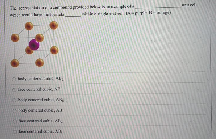 Solved unit cell, The representation of a compound provided | Chegg.com