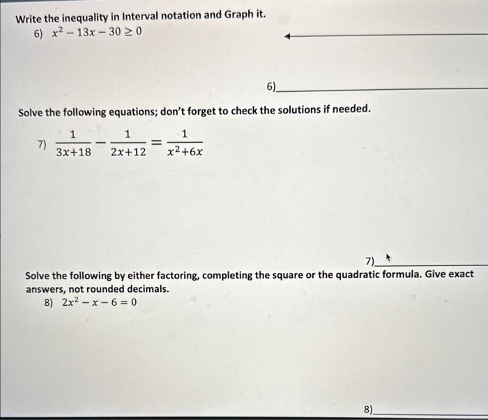Solved Write the inequality in Interval notation and Graph | Chegg.com