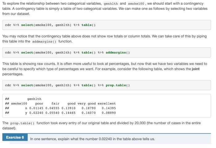 Solved To explore the relationship between two categorical | Chegg.com