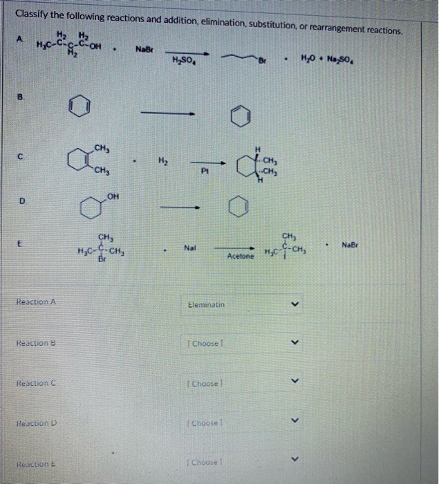 Solved Classify the following reactions and addition, | Chegg.com