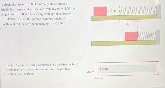 Solved A Block Of Mass M=5.00 Kg Initially Slides Along A | Chegg.com