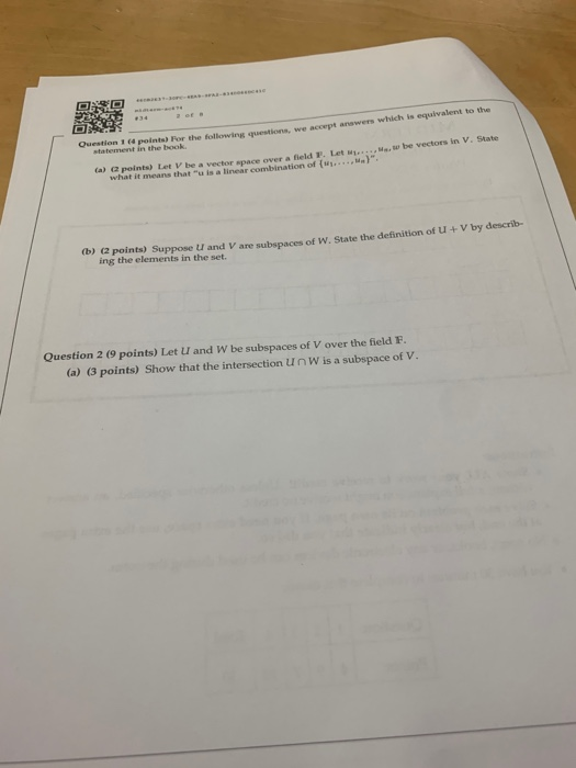 Solved Question 1 (4 points) For the following questions | Chegg.com