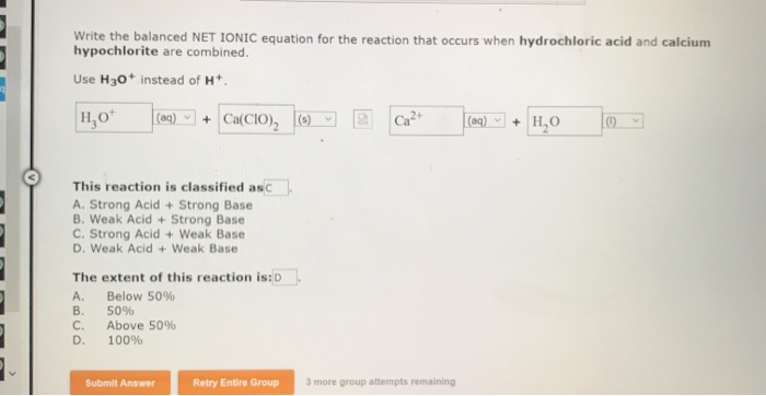 Solved Write The Balanced Net Ionic Equation For The Reac Chegg Com