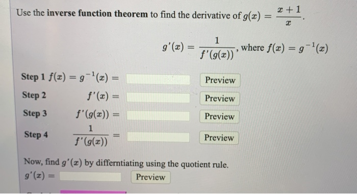 Solved 1 Use the inverse function theorem to find the | Chegg.com