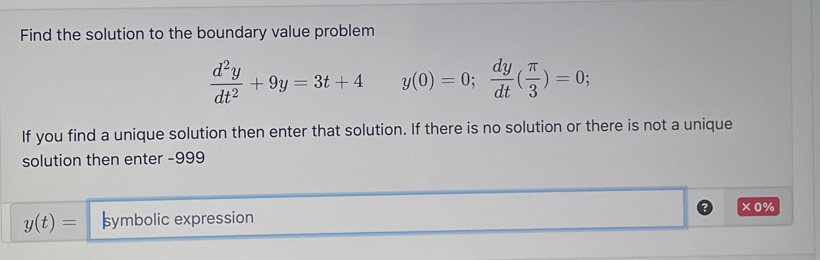 Solved Find the solution to the boundary value | Chegg.com