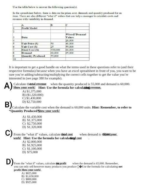 Solved Use the table below to swer the following | Chegg.com