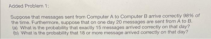 Solved Added Problem 1: Suppose That Messages Sent From | Chegg.com