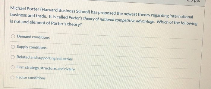 Solved Michael Porter (Harvard Business School) Has Proposed | Chegg.com