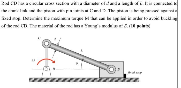 Solved Rod CD has a circular cross section with a diameter | Chegg.com