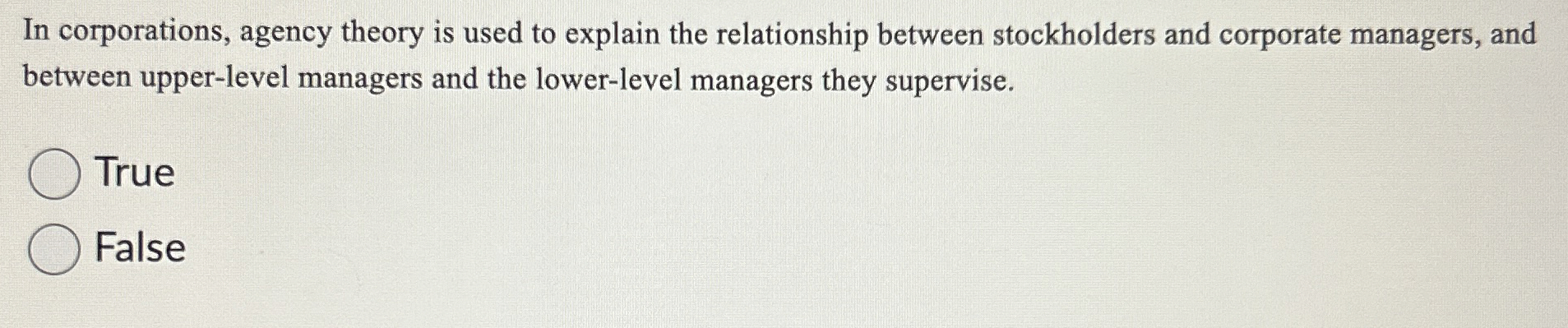 Solved In corporations, agency theory is used to explain the | Chegg.com
