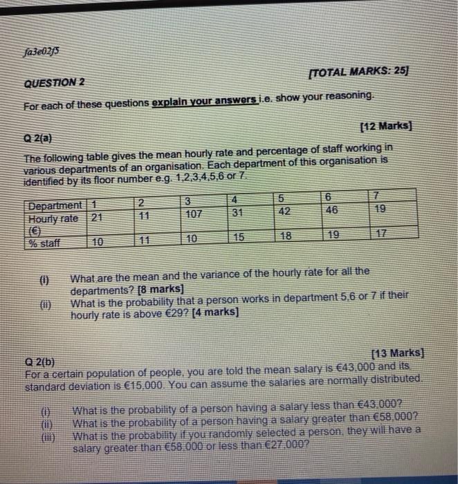Solved fa3e02f5 QUESTION 2 [TOTAL MARKS: 25) For each of | Chegg.com