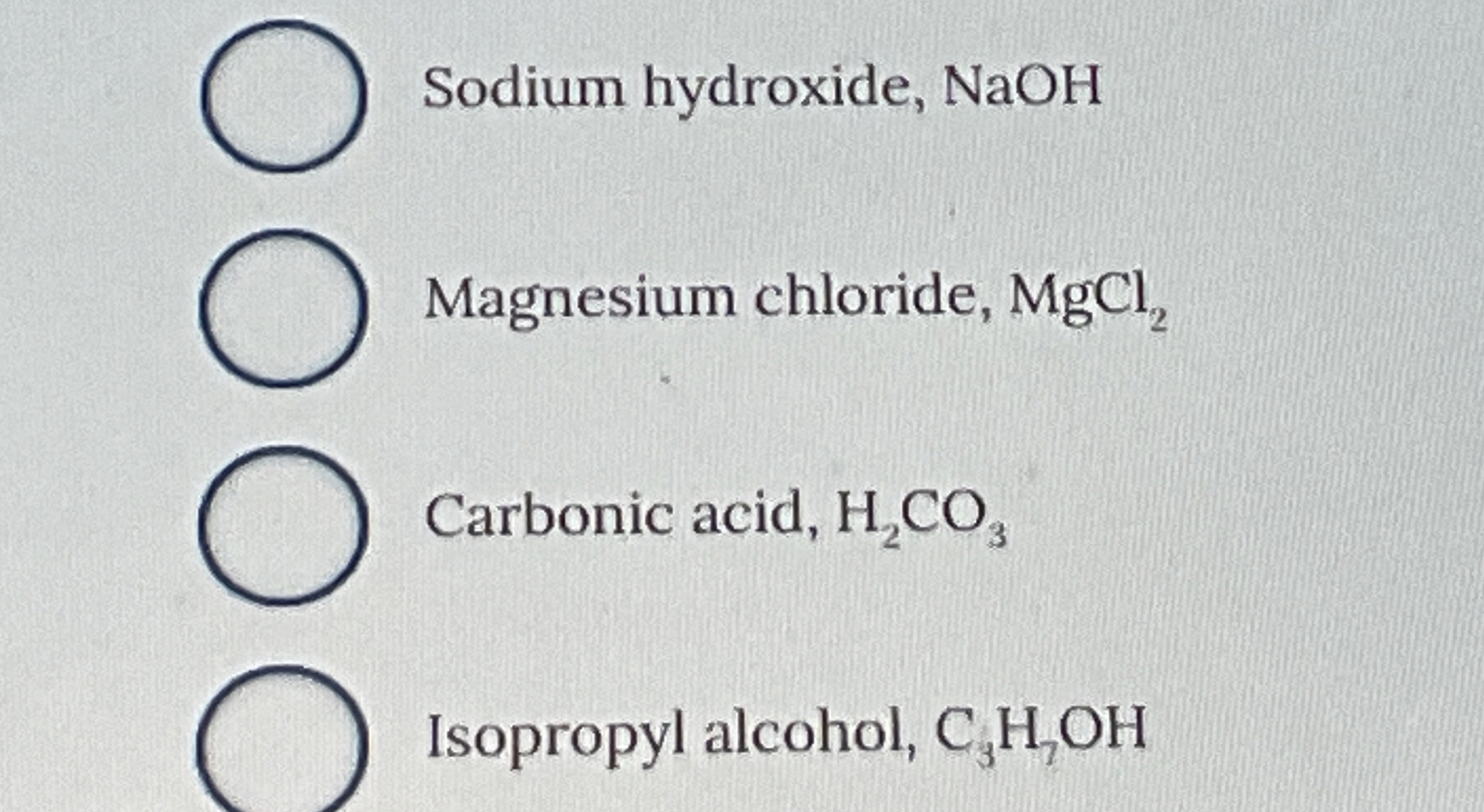 Solved Sodium hydroxide, NaOHMagnesium chloride,