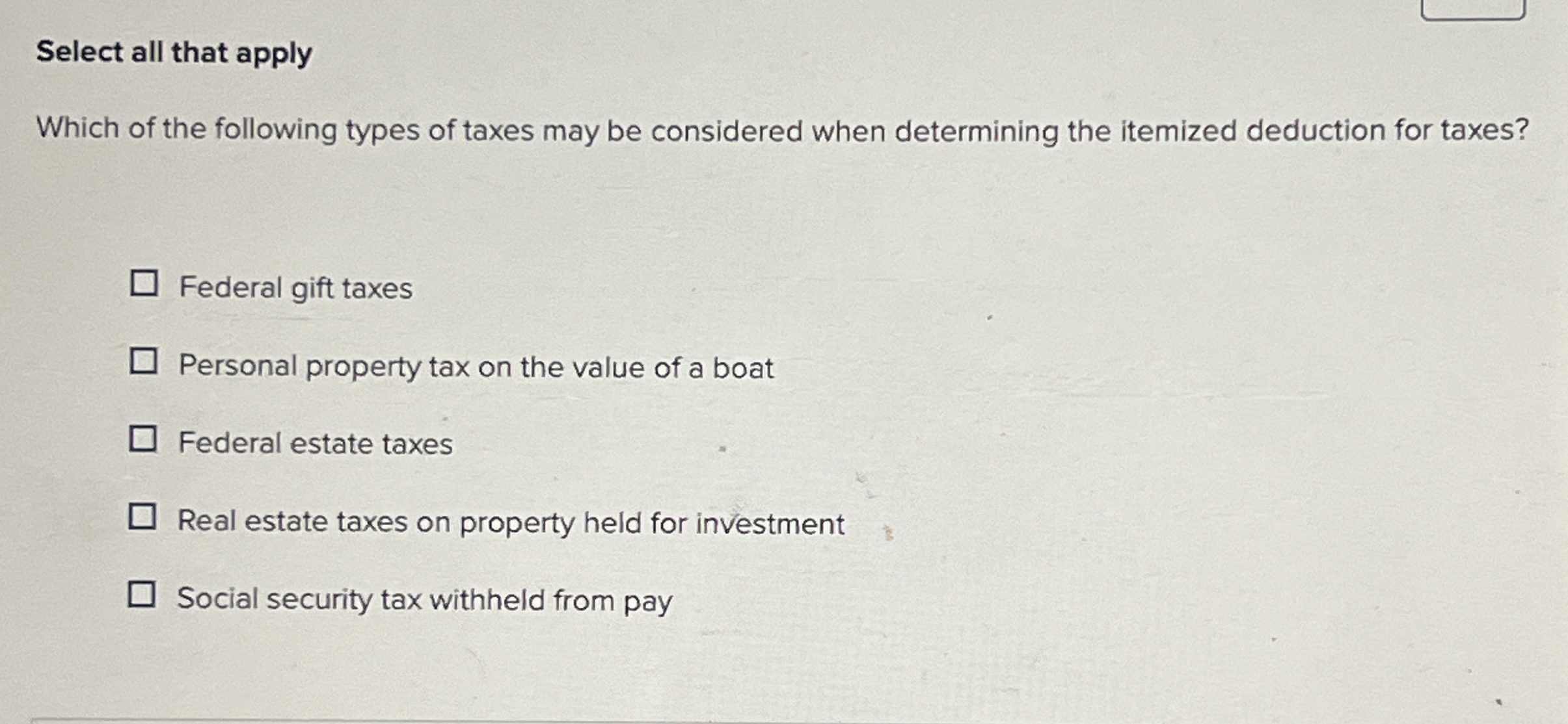 Solved Select all that applyWhich of the following types of | Chegg.com