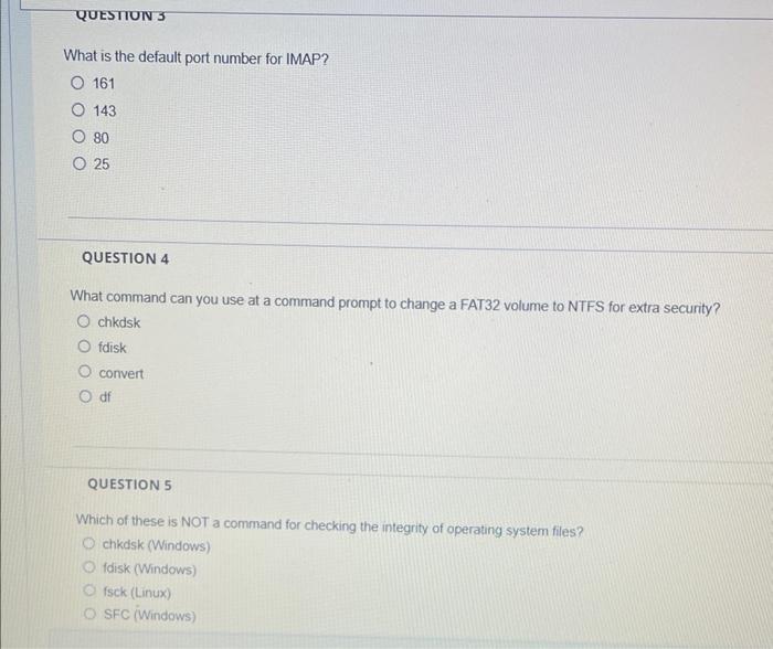 Solved what is the default port number for imap 161 143 80 chegg