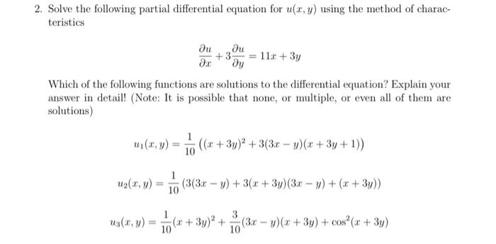 Solved 2. Solve the following partial differential equation | Chegg.com