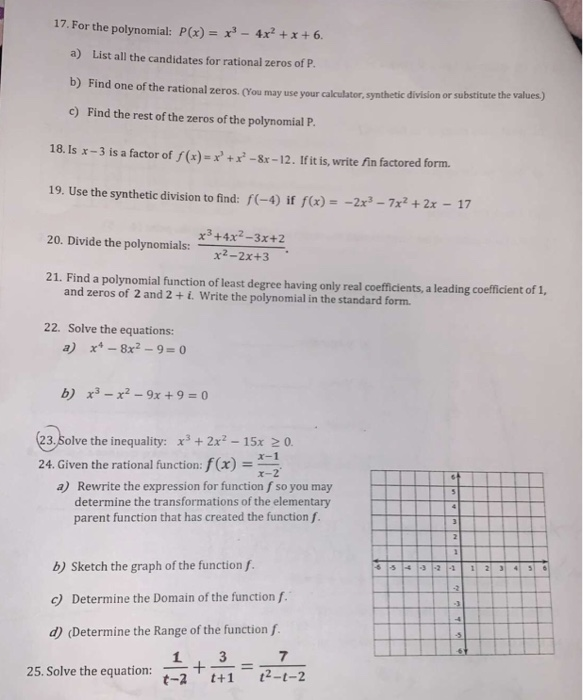 Solved 17 For The Polynomial P X X 4x X 6 A Li Chegg Com