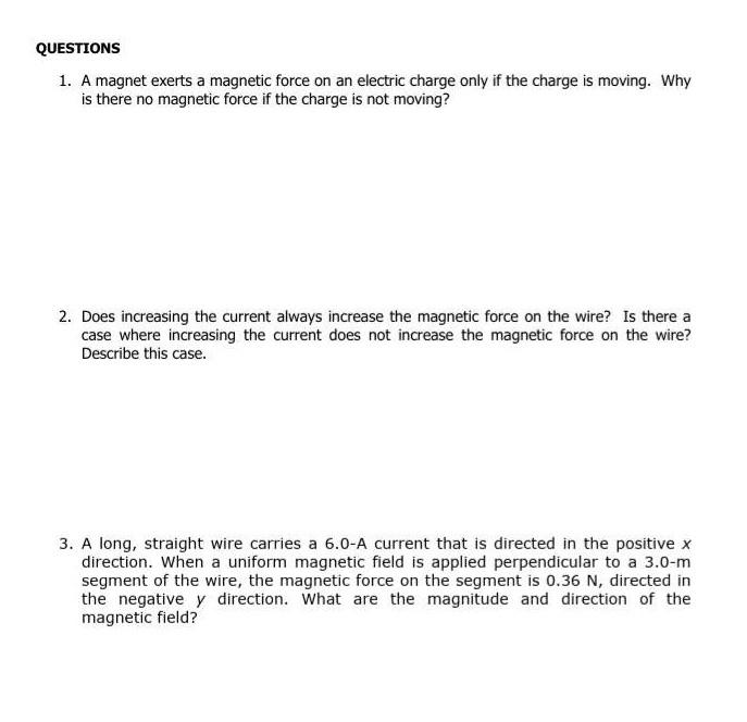 Solved 1. A exerts a force on an electric