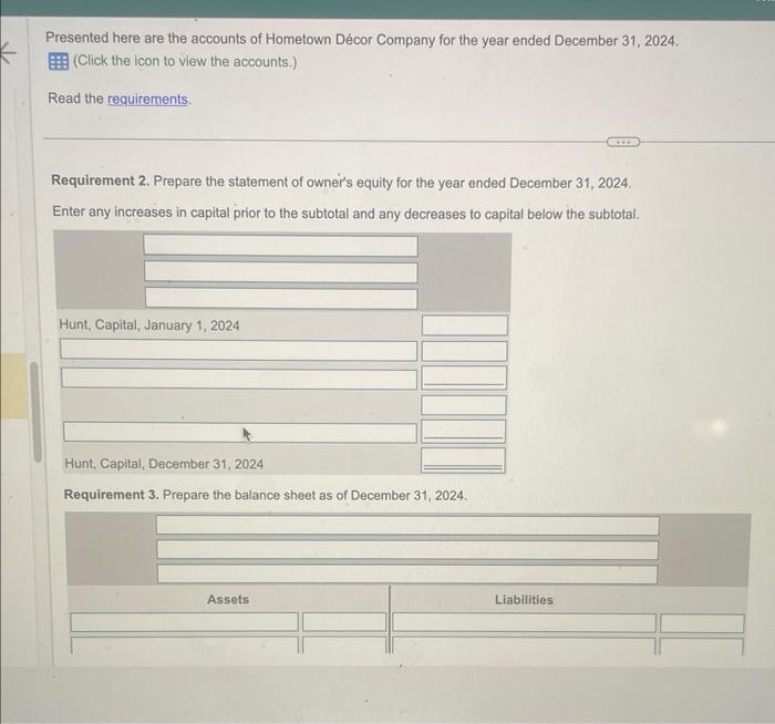[Solved] Presented here are the accounts of Hometown Dcor