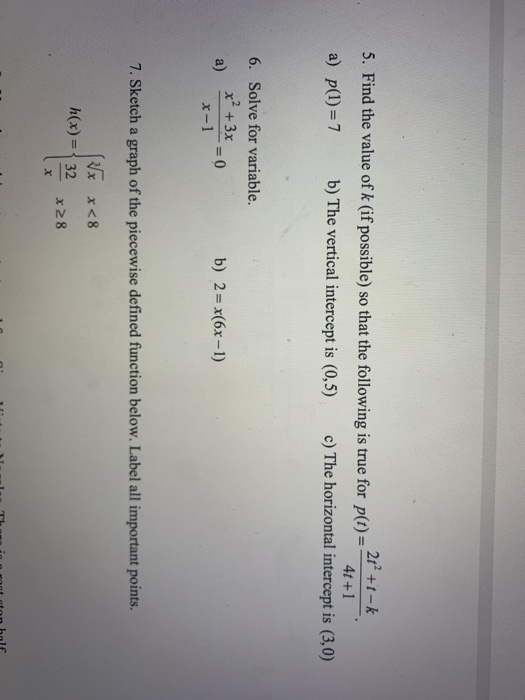 Solved 27² +1-k 5. Find the value of k (if possible) so that | Chegg.com