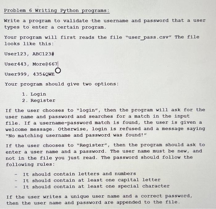 Solved Problem 6 Writing Python programs: Write a program to | Chegg.com