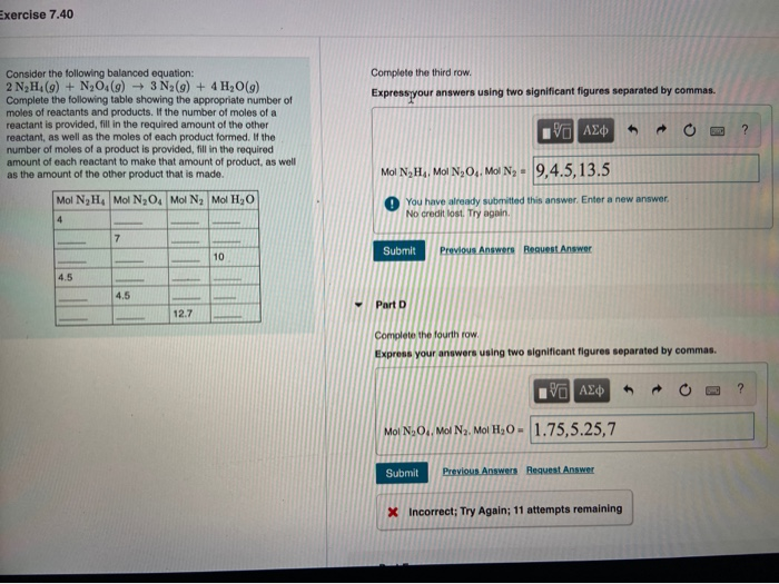 Solved Exercise 7.40 Complete the third row. Express your Chegg