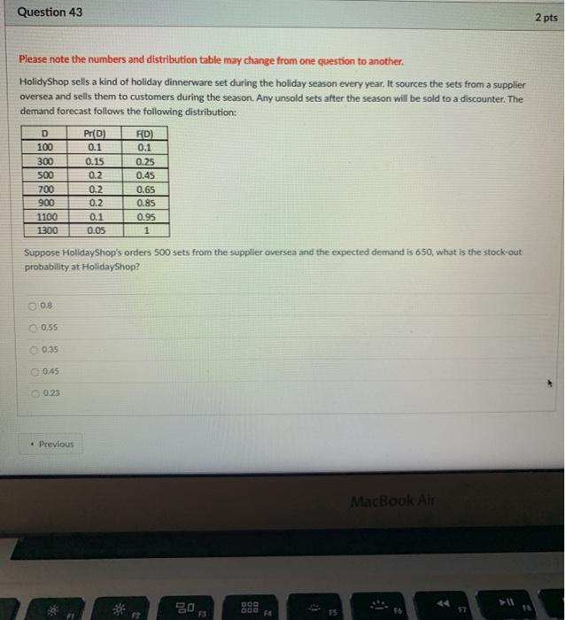 Solved Question 43 2 pts Please note the numbers and | Chegg.com