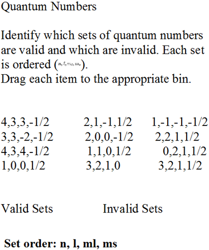 quantum numbers worksheet