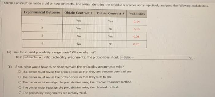 Solved Strom Construction Made A Bid On Two Contracts. The | Chegg.com