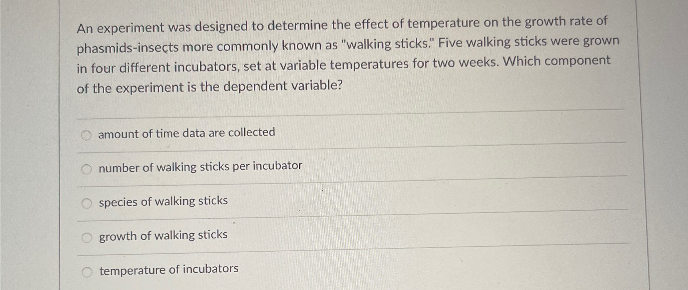 Solved An experiment was designed to determine the effect of | Chegg.com