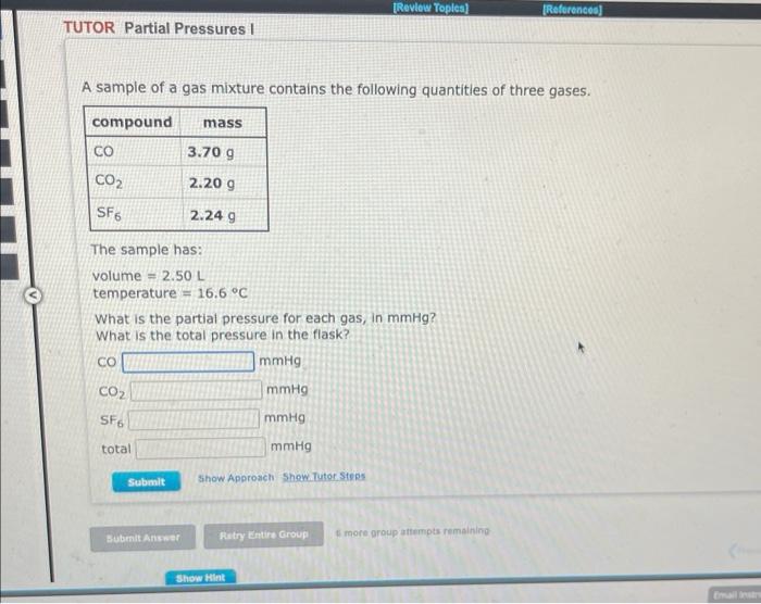 Solved A sample of a gas mixture contains the following | Chegg.com