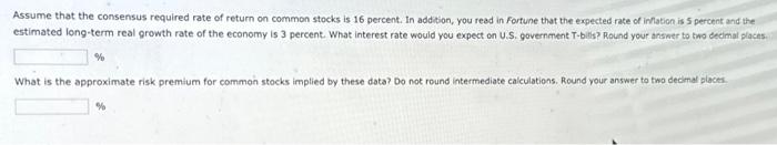 Solved Assume that the consensus required rate of return on | Chegg.com