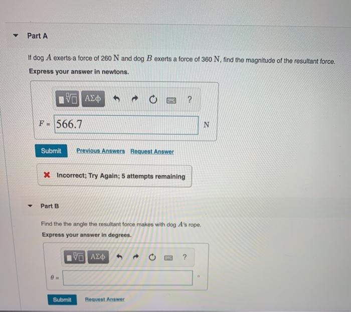 Solved Two dogs pull horizontally on ropes attached to a