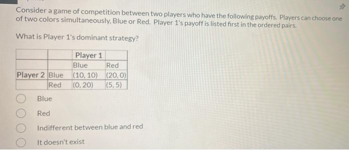 Solved Consider a game of competition between two players | Chegg.com