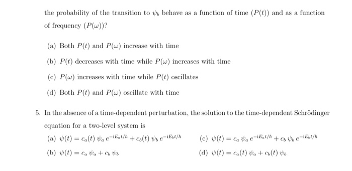 Solved 4. Consider a two-level system (a and such that the | Chegg.com