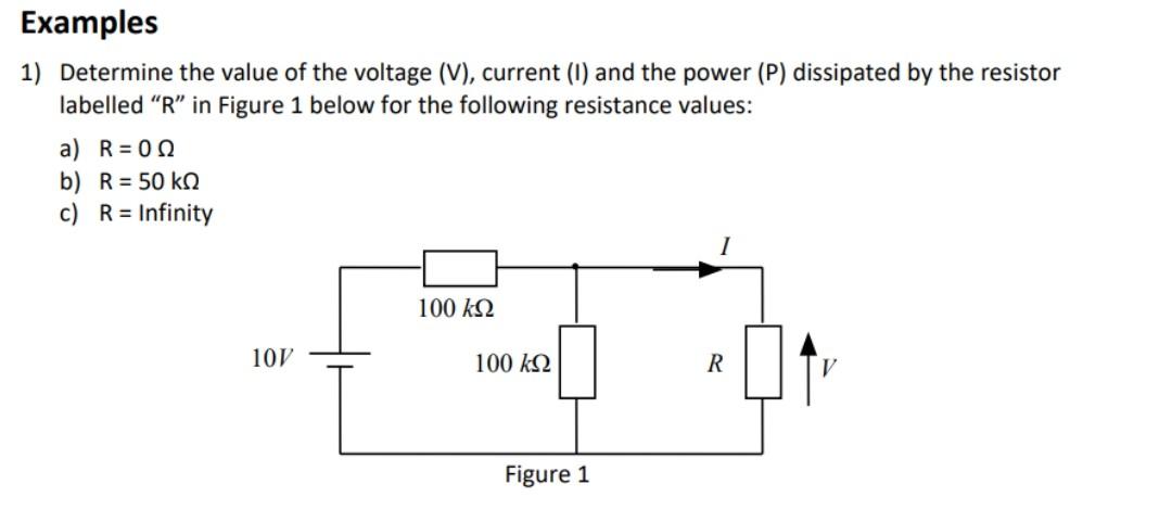 Solved 1) Determine the value of the voltage (V), current | Chegg.com