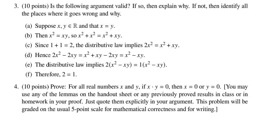 Solved 3 10 Points Is The Following Argument Valid If