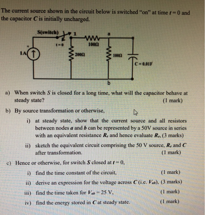 Solved The current source shown in the circuit below is | Chegg.com