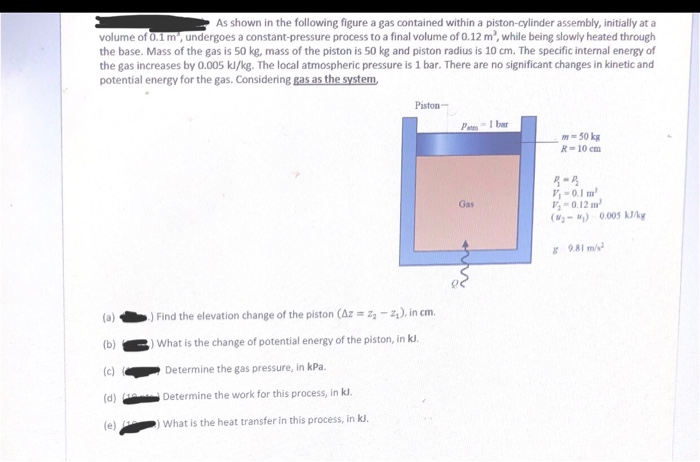 Solved As Shown In The Following Figure A Gas Contained | Chegg.com