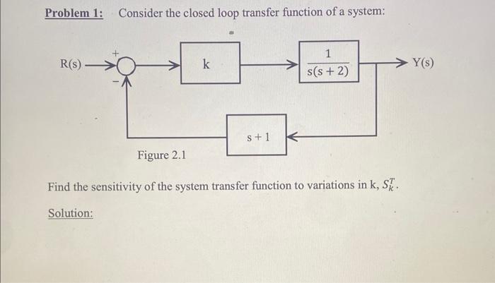 Solved Problem 1: Consider the closed loop transfer function | Chegg.com