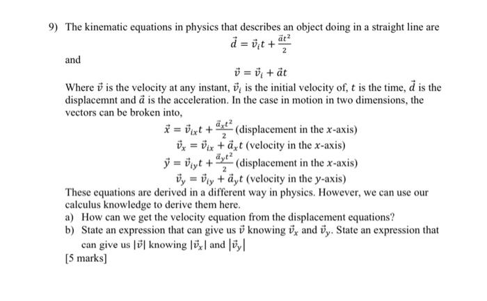 Kinematic Equations