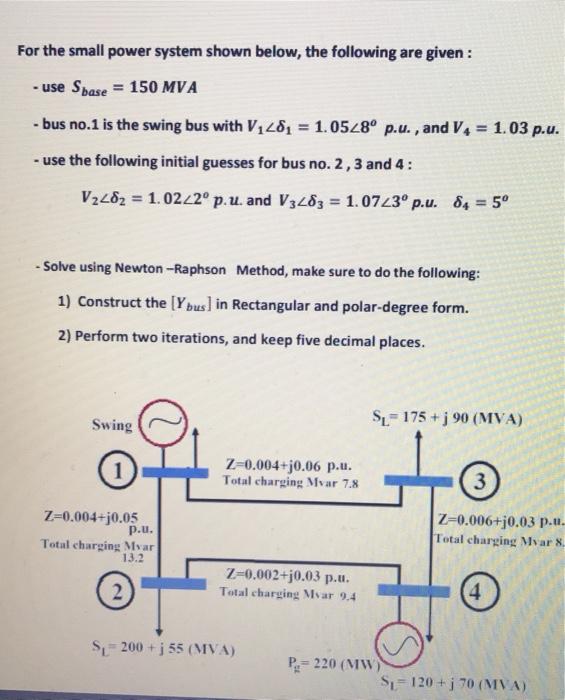 Solved For the small power system shown below, the following | Chegg.com