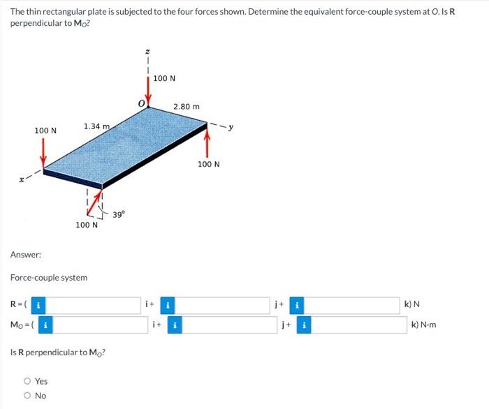 Solved The thin rectangular plate is subjected to the four | Chegg.com